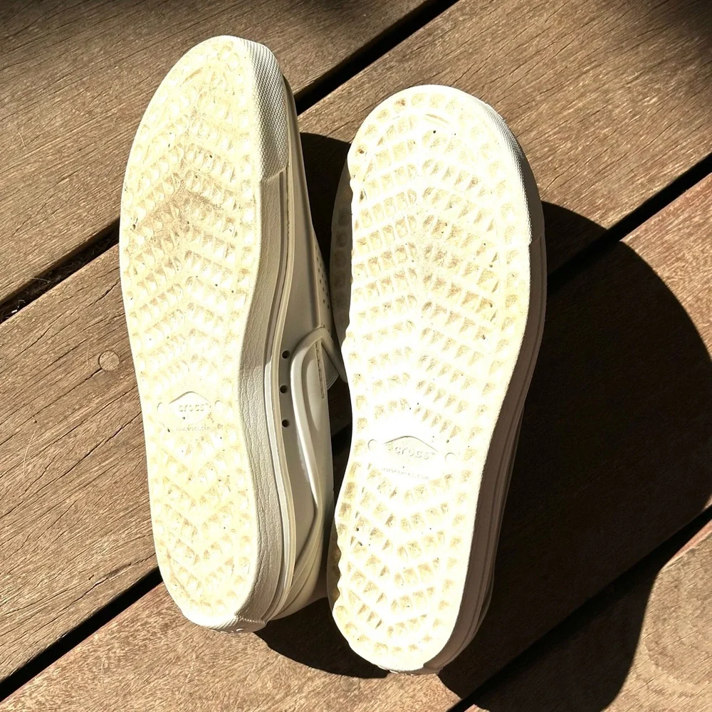 CROCS Iconic Comfort White Perforated Loafers - Picture 5 of 8